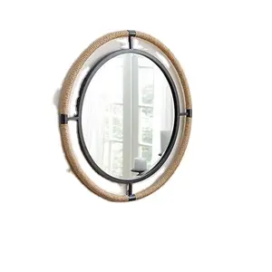 Groothandel Leverancier Nautische Hampton Coastal Touw Muur Opknoping Spiegel Luxe Hotel Badkamer Decoratieve Spiegel