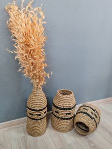 Cesta de algas marinas interior tejida a mano con asa de hierro Cesta de lavandería grande Maceta Macetas Cesta Material de hierba marina - Product Image 4