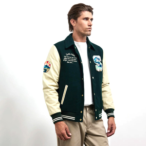 Wholesale Custom Men's <b>Winter</b> Coated <b>Long</b> Thin Varsity <b>Jackets</b> with Stand Collar Custom Logo Printing Custom Colors & Sizes - Product Image 3