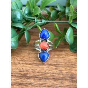 Navajo Handcrafted Multi Stone <b>Opal</b> & Sterling <b>Silver</b> <b>Ring</b> Size 7.25 - Product Image 1