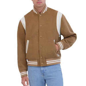 Chaqueta Varsity de Lana Ecológica a Prueba de Viento para Hombre, Diseño Delgado de Invierno con Cuello Alto Liso, Personalizable, Venta al Por Mayor, Moda 2024 - Product Image 6
