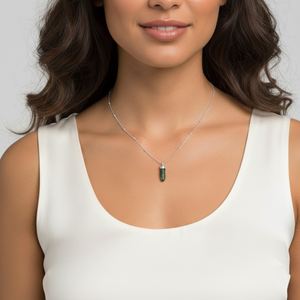 Collar Romántico con Esmeralda en Forma de Bala, Certificado por IGI, Chapado en Rodio, Cadena de Bolas, Plata de Ley, Chapado en Plata, para Compromiso y Boda - Product Image 5