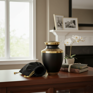 โกศบรรจุอัฐิผู้ใหญ่ ดีไซน์ยุโรปสมัยใหม่ สีดำด้าน ความจุ 200 คิวบิกนิ้ว เป็นมิตรกับสิ่งแวดล้อม สำหรับผู้ชาย - Product Image 5
