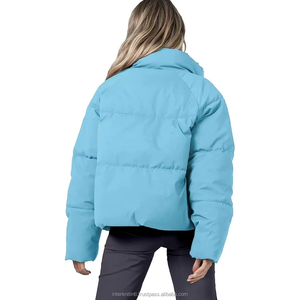 Chaqueta de Invierno Personalizada al por Mayor, Acolchada, Transpirable, de Lona Tejida, para Mujer, Talla Grande, Cuello Grande, Color Sólido - Product Image 4