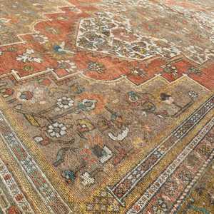 พรมวินเทจตุรกี ขนาด 6x11.8 ฟุต พรมขนสัตว์ลายดอกไม้สีน้ำตาล - Product Image 4