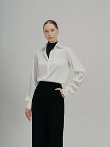 Queen High Fashion Mujer Elegante Minimalista Pantalones de pierna recta Paños de seda transpirables Logo Flat High ODM Service para el verano - Product Image 3