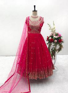 Dernier Designer Pure Faux Georgette Broderie Travail Anarkali Robe Par Fab Zone - Product Image 5