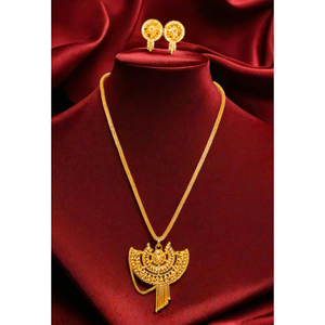 Conjunto de pendientes de collar de fabricación india con collar de diseño premium chapado en oro de 22 quilates, conjunto de pendientes para mujer, joyería - Product Image 1