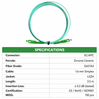 Cordon de brassage optique G657A2 SC APC 3,5 m Simplex 1,6 mm avec gaine LSZH, câble optique haute performance pour utilisation FTTH