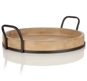 Plateau de service moderne rectangulaire long en bois de manguier fait à la main avec poignée en métal Nouveau design Fournisseur de plateaux alimentaires - Product Image 3