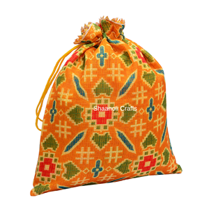 Nouvelle arrivée fait à la main Patola Kota Doria tissu petites pochettes à bijoux bonbons cadeau sacs à cordon pour femme mariage retour cadeau - Product Image 4