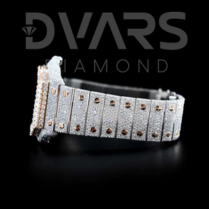 Reloj de Diamantes Moissanite Estilo Hip Hop, Completamente Engastado, Cristal VVS, Unisex, Movimiento Automático, 41 mm, Acero Inoxidable, Oro Blanco, Analógico - Product Image 5