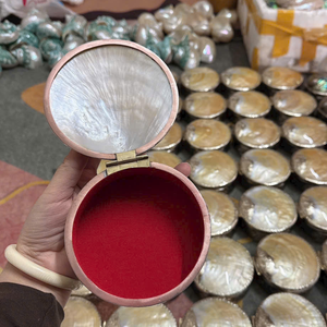 Luxury Rainbow Jewelry Box crafted from Natural Mother of Pearl and <b>Abalone</b> <b>Shell</b> with Royal Red Velvet Lining Meaningful Gift - Product Image 4