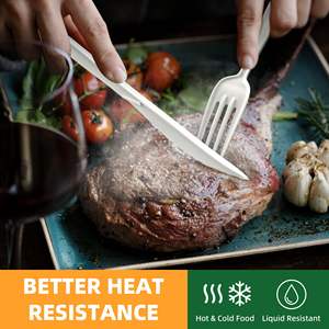 Ensemble de couverts en plastique PS compostable, grande taille, biodégradable, jetables, fourchettes, cuillères, couteaux, robustes, écologiques, pour les fêtes - Product Image 6