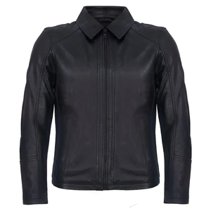 Veste de moto en cuir d'hiver de haute qualité à la mode pour hommes Veste en cuir finie brodée pour hommes - Product Image 4
