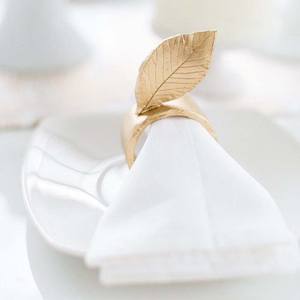 Derniers modèles de ronds de serviette de haute qualité pour décoration de table de mariage couleur vintage ronds de serviette feuille d'or de mariage - Product Image 4