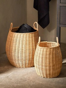 Juego de 2 Cestas de Mimbre Tejidas a Mano, Cestas de Almacenamiento de Ratán Natural, Modernas y Multifuncionales, Hechas en Vietnam - Product Image 6