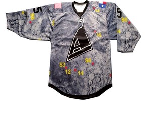 Logo personnalisé matériel sergé brodé maillot de hockey sur glace tenue d'équipe ensemble d'uniformes sportifs - Product Image 5