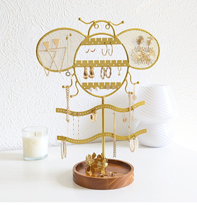 Soporte artístico de joyería de flor de campana negra y dorada, exhibición única para collares y pequeños accesorios. A precios de mayorista. - Product Image 4