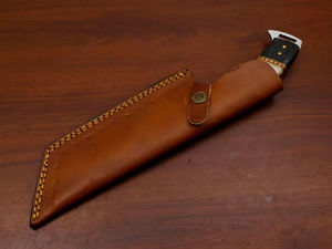 Cuchillo de Supervivencia de Acero de Damasco Hecho a Mano, Hoja Fija con Punta de Caída, Tamaño Personalizado, Funda de Cuero para Caza al Aire Libre, Mango de Hueso, EDC - Product Image 4