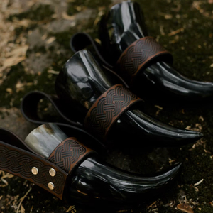 แตรสำหรับดื่มไวกิ้งทำจากธรรมชาติเป็นมิตรต่อสิ่งแวดล้อมดีไซน์รูปสัตว์รูปควาย - Product Image 1