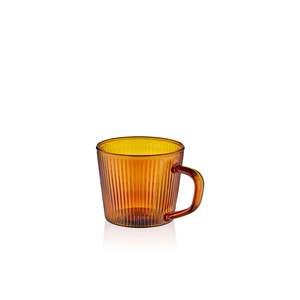 Taza de café de vidrio de borosilicato a rayas de 140Ml, tazas de cerámica en color ámbar - Product Image 1