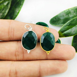 Conjunto de bisel de ónix verde Colgante de piedras preciosas con chapado en oro Plata de Ley 925 Forma desigual Estilo indio Suministro al por mayor - Product Image 6