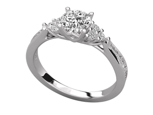 Round Lab Grown Diamond Classic <b>Cluster</b> Tapered Band Engagement Ring with Pave Accents 14K Gold Plated for Her - Product Image 6