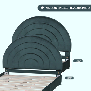 Lit d'enfant en bois capitonné en velours avec tête de lit réglable, design confortable pour hôtel et chambre d'enfant - Product Image 6