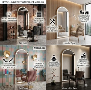 Miroir de Coiffure de Luxe Doré Moderne Intelligent à Écran Tactile Rétroéclairé et Arqué pour Salon, Écologique et Durable, Vente en Gros - Product Image 1