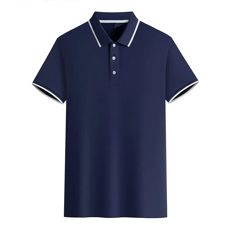 Men Polo t-shirts With Stripe Collar Men Custom Logo Golf Collar t shirt Stylish