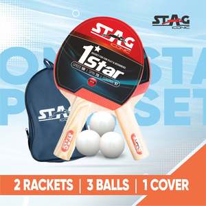 Set de Tenis de Mesa Profesional Stag Iconic 1 Star, 2 Raquetas de Madera, 3 Pelotas de Goma ABS, Cubierta de Fibra de Carbono, Certificado por la ITTF - Product Image 2