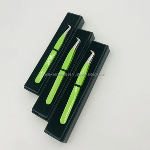 Eyelash Fiber Tip Tweezers Custom Logo Private Label Professional Precision Anti-Magnetic Anti-Static Stainless Steel Lash - Product Image 1