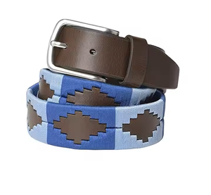 Personalizable ecuestre Equino Polo Cinturón de cuero Hombres Pin Hebilla Grano superior Bordado de cuero Cinturón deportivo Suministros para montar a caballo - Product Image 1