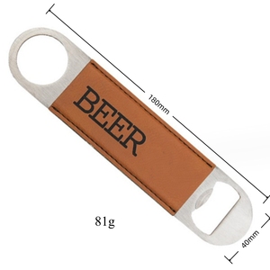 Apribottiglie HXY personalizzato moderno in acciaio inossidabile e similpelle con incisione laser, bomboniera personalizzata per matrimonio - Product Image 3