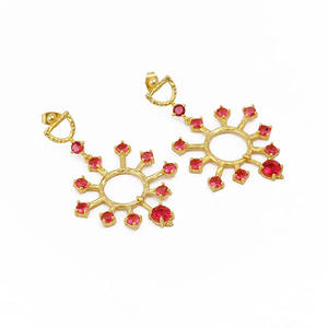 Bijoux de boucle d'oreille de pierres précieuses de demoiselle d'honneur ensemble de broches plaquées or boucle d'oreille en laiton pour les bijoux de femmes - Product Image 5