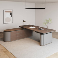 Bureau debout réglable en hauteur en bois d'ingénierie couleur tan, en forme de L, neuf, origine USA, pour bureau de direction et bureau à domicile