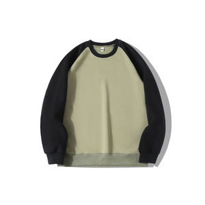 Heavyweight Cotton <b>Hoodies</b> Reversible Fabric Round Neck <b>Sweatshirt</b> Loose Long Sleeve Pullover for <b>Men</b> - Product Image 5