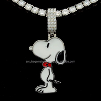 Mignon assis chiot chien émail pendentif colliers pour femmes enfants Animal de compagnie fidèle ami 925 étourneau bijoux en argent pendentif