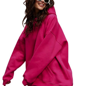 Nueva llegada 2025 sudaderas con capucha de hombro caído de gran tamaño para mujer 100% algodón polar pulóver sudaderas diseño invierno Tops - Product Image 1