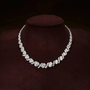 Collar de Cadena de Acero Inoxidable con Diamante Moissanita, Forma Ovalada y Redonda, Regalo para Ella - Product Image 1