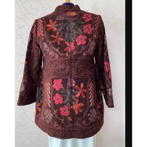 Suzani แจ็คเก็ตผ้าฝ้ายใส่ได้ทั้งชายและหญิงเสื้อโค้ทผ้าควิลท์ลำลองสำหรับฤดูหนาวปักด้วยมือมีกระดุมตกแต่งสเวตเตอร์สั้น - Product Image 3