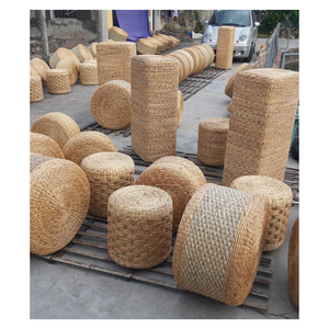 Cojín otomano de Jacinto hecho a mano vietnamita para Diseño Interior orgánico Asientos de sala de yoga y mercados de exportación - Product Image 4