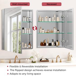 Armoire à pharmacie en aluminium, rangement spacieux pour les articles de toilette, idéal pour les salles de bains domestiques, les suites d'hôtel et les toilettes modernes - Product Image 5
