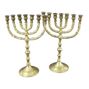 เชิงเทียนทองเหลืองแบบดั้งเดิม7สาขาสำหรับตกแต่งบ้านและเคร่งศาสนา - Product Image 2