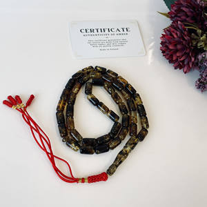 ลูกประคำอำพันสีเขียวดำธรรมชาติ ประดับด้วยอำพัน 45 เม็ด สำหรับสวดมนต์อิสลาม - Product Image 4