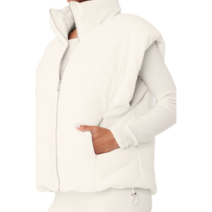 Gilet court matelassé pour femmes et hommes, surdimensionné, en tissu de toile d'hiver, coque en nylon, rembourrage en polyester, personnalisé, de haute qualité, duvet de canard - Product Image 2