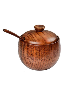 Azucarero de madera natural con tapa Sal Especias Condimento Sirviendo Cocina Azucarero Calidad superior en venta al por mayor - Product Image 2