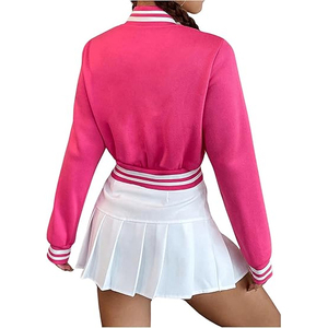 Chaqueta universitaria de moda Premium para mujer, venta al por mayor, chaqueta Bomber de gran tamaño, ropa de calle de moda de estilo universitario Letterman personalizada - Product Image 2