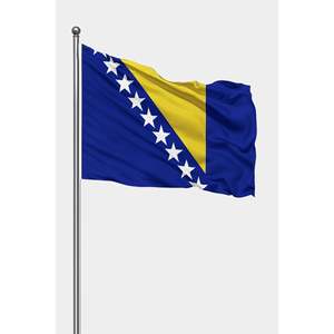 Drapeau extérieur de Bosnie-Herzégovine en satin et soie avec impression numérique et mât en aluminium - Product Image 1